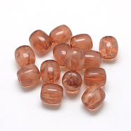 Acrylic Beads, Imitation Gemstone Style, Two Tone Color, Column, Sienna, 14.5x13.5mm, Hole: 2mm, about 270pcs/500g(OACR-Q143-001)