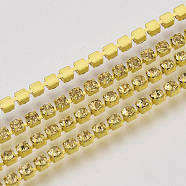 Electrophoresis Iron Rhinestone Strass Chains, Rhinestone Cup Chains, with Spool, Citrine, SS12, 3~3.2mm, about 10yards/roll(CHC-Q009-SS12-B09)