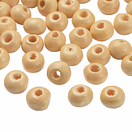 Natural Unfinished Wood Beads, Round Wooden Loose Beads Spacer Beads for Craft Making, Lead Free, Creamy White, 6~7x5~6mm, Hole: 1.5mm, about 14600pcs/1000g(TB092Y-4)