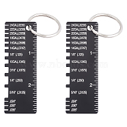 201 Stainless Steel Measuring Rulers, Thickness Gauge, Rectangle, Black, 9.4cm, Ruler: 72x25x1mm(TOOL-WH0136-126)