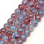 Baking Painted Glass Beads Strands, Imitation Opalite, Round, Lavender, 6mm, Hole: 1.3~1.6mm, about 133pcs/strand, 31.4 inch(X-DGLA-Q023-6mm-DB69)
