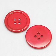 Resin Buttons, Dyed, Flat Round, Red, 25x3mm, Hole: 2mm; 98pcs/bag(RESI-D030-25mm-03)
