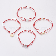(Jewelry Parties Factory Sale)Adjustable Nylon Cord Multi-strand Bracelets, with 304 Stainless Steel Findings, Mixed Shapes, Red, 5-1/8 inch(13cm)~10-5/8 inch(27cm)(BJEW-F354-27GP-01B)