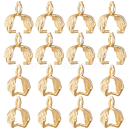 Beebeecraft 50Pcs Brass Ice Pick Pinch Bails, Leaf, Real 18K Gold Plated, 9.5x7x4mm, Hole: 1.5mm, Pin: 1mm(KK-BBC0008-65)