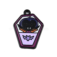 Halloween Theme Spray Painted Alloy Enamel Pendants, Lead Free & Cadmium Free Charms, Bat, 20.5x15x2mm, Hole: 1.4mm(PALLOY-D029-01C-RS)