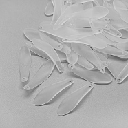 Transparent Acrylic Pendants, Frosted, Leaf, Clear, 35x10x2mm, Hole: 1.5mm(X-FACR-S024-SB518)