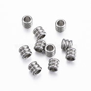 201 Stainless Steel Spacer Beads, Column, Stainless Steel Color, 4.50x5mm,Hole:3mm(STAS-H376-58-A)