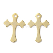 Brass Pendants, Cadmium Free & Lead Free, Cross Charms, Real 24K Gold Plated, 16x11x0.3mm, Hole: 1.2mm(KK-F880-05G-01)