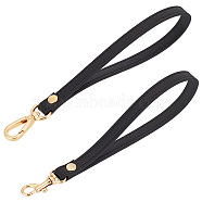 Elite 2Pcs 2 Style Leather Bag Wristlet Straps, Clutch Bag Handle, with Alloy Swivel Clasps, for Bag Accessories, Black, 20.5x1.2x0.9cm, 1pc/style(FIND-PH0017-27A)