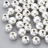 CCB Plastic Beads, Round, Silver Color Plated, 5.5~6x5mm, Hole: 1.8mm, about 4280pcs/500g(CCB-S160-245S-6mm)