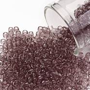 TOHO Round Seed Beads, Japanese Seed Beads, (6) Transparent Light Amethyst, 8/0, 3mm, Hole: 1mm, about 10000pcs/pound(SEED-TR08-0006)