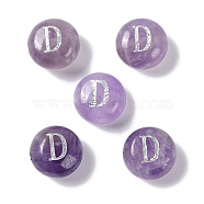 Natural Amethyst Beads, Rondelle with Letter, Letter D, 8.5~9x5~5.5mm, Hole: 1.2mm(G-L524-20D-03)