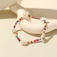 Bohemian Shell Beaded Stretch Bracelets, Summer Beach Vacation Starfish Bracelets for Women(JB7649-4)
