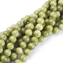 Natural Taiwan Jade Beads, Round, Olive Drab, about 8mm in diameter, hole: about 1mm, 15 inch~16 inch(X-GSR032)