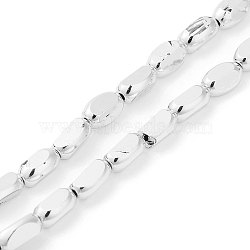Electroplate Glass Beads Strands, Full Plated, Faceted Oval, Silver Plated, 6x4.5x3mm, Hole: 1mm, about 50pcs/strand, 13.39 inch(34cm)(EGLA-P053-01A-FP08)