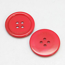 Resin Buttons, Dyed, Flat Round, Red, 25x3mm, Hole: 2mm, 98pcs/bag(RESI-D030-25mm-03)