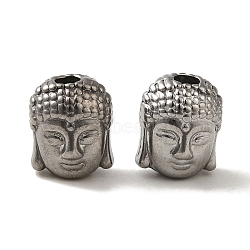 Non-Tarnish 304 Stainless Steel Beads, Buddha Head, Stainless Steel Color, 11x8.5x8mm, Hole: 2.3mm(STAS-K285-42P)