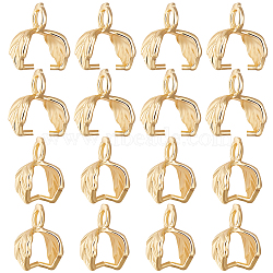 Beebeecraft 50Pcs Brass Ice Pick Pinch Bails, Leaf, Real 18K Gold Plated, 9.5x7x4mm, Hole: 1.5mm, Pin: 1mm(KK-BBC0008-65)