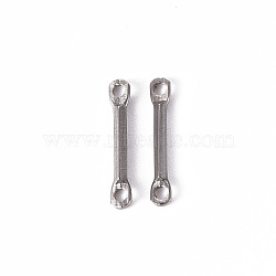 201 Stainless Steel Links Connectors, Laser Cut, Bar, Stainless Steel Color, 12.5x2x1mm, Hole: 1mm(X-STAS-Q239-001)