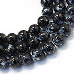 Baking Painted Glass Round Bead Strands, Black, 8.5~9mm, Hole: 1.5mm, about 105pcs/strand, 31.8 inch(X-DGLA-Q019-8mm-73)