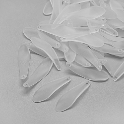 Transparent Acrylic Pendants, Frosted, Leaf, Clear, 35x10x2mm, Hole: 1.5mm(X-FACR-S024-SB518)