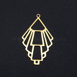201 Stainless Steel Filigree Charms, Rhombus, Golden, 39x23.5x1mm, Hole: 1.6mm(STAS-T049-T699-2)
