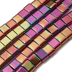 Electroplated Non-magnetic Synthetic Hematite Beads Strands, Rectangle, 2-Hole, Medium Violet Red, 6x4x3mm, Hole: 1.2mm, about 95pcs/strand, 15.35 inch(39cm)(G-C106-B02-01B)