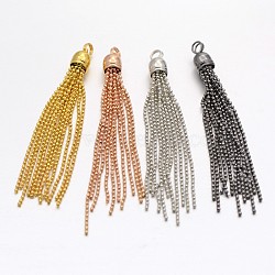 Brass Tassel Pendant Decorations, Ball Chains, Mixed Color, 83~90x8mm, Hole: 3.5mm(KK-F0319-03)