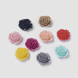 Opaque Resin Cabochons, Flower, Mixed Color, 14x6mm(RESI-I011-M)