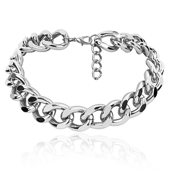 Chunky Aluminum Curb Chain Necklaces for Women, Platinum, 14.69 inch(37.3cm)