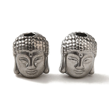 304 Stainless Steel Beads, Buddha Head, Stainless Steel Color, 11x8.5x8mm, Hole: 2.3mm