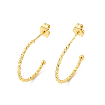 Vacuum Plating 304 Stainless Steel Ring Stud Earrings, Half Hoop Earrings for Women, Golden, 20x1.3~2.3mm