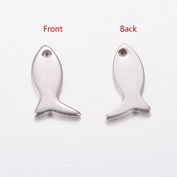 Original Color Fish Charms 201 Stainless Steel Pendants, 12x6x0.6mm