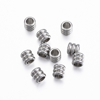 201 Stainless Steel Spacer Beads, Column, Stainless Steel Color, 4.50x5mm,Hole:3mm