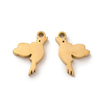 Ion Plating(IP) 304 Stainless Steel Charms, Bird, Golden, 13x8x1.5mm, Hole: 1.4mm