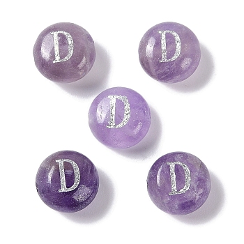 Natural Amethyst Beads, Rondelle with Letter, Letter D, 8.5~9x5~5.5mm, Hole: 1.2mm