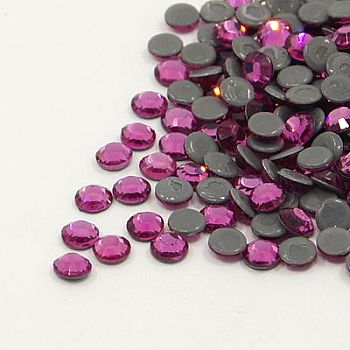 Glass Hotfix Rhinestone, Grade AA, Flat Back & Faceted, Half Round, Ruby, SS6, 1.9~2.0mm, about 1440pcs/bag