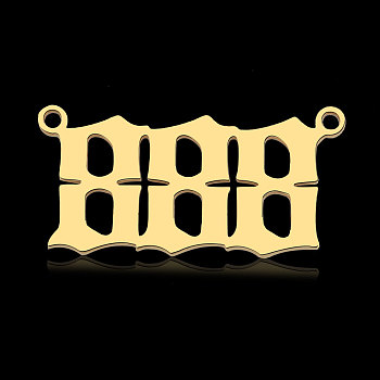 201 Stainless Steel Pendants, Number, Real 18K Gold Plated, Num.8, 12~14x18~26x1mm, Hole: 1.4mm