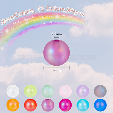 96Pcs 16 Colors Spray Painted Acrylic Beads(OACR-GO0001-01)-2