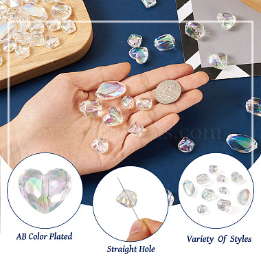 cheriswelry 90pcs 6 style placage uv perles acryliques irisées arc-en-ciel transparentes(OACR-CW0001-04)-5
