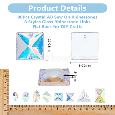 80個 8 スタイル 長方形/楕円形/三角形 ラインストーンを縫い付ける(GLAA-DC0001-45)-2