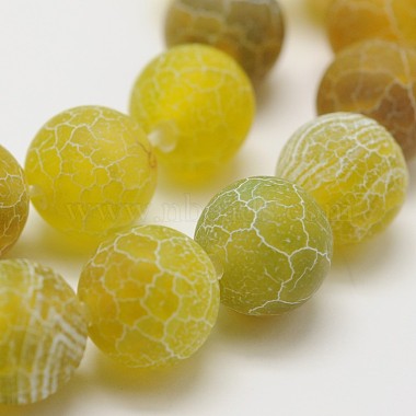 10mm YellowGreen Round Crackle Agate Beads