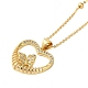 Brass Micro Pave Cubic Zirconia Heart Pendant Necklaces for Women(NJEW-S429-01G-03)-1