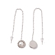 Flat Round with Plastic Pearl Dangle Stud Earrings(EJEW-A067-14P)-2