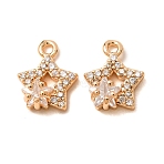 Brass Micro Pave Clear Cubic Zirconia Charms, Star Charms, Real 18K Gold Plated, 10.5x8.5x4mm, Hole: 1.2mm(CU-CBAEC99-23G)