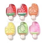 Printed Transparent Acrylic Beads, Fruit Ice Lolly, Mixed Color, 29.5x17x8mm, Hole: 2.5mm(AC-CBAC57E-05)