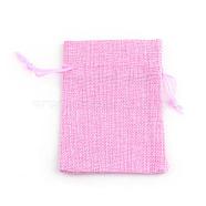 Polyester Imitation Burlap Packing Pouches Drawstring Bags, for Christmas, Wedding Party and DIY Craft Packing, Pearl Pink, 14x10cm(ABAG-R005-14x10-19)