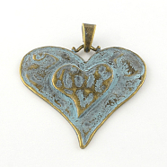 Heart Tibetan Style Alloy Big Pendants, Cadmium Free & Lead Free, Other Color, 61x64.5x2mm, Hole: 9x4mm(TIBEP-R342-10-RS)