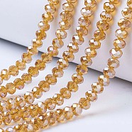 Electroplate Glass Beads Strands, AB Color Plated, Faceted, Rondelle, Peru, 3x2mm, Hole: 0.8mm, about 145~150pcs/strand, 34~35cm(EGLA-A034-T2mm-B05)