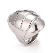 304 Stainless Steel Textured Chunky Ring, Croissant Ring for Men Women, Stainless Steel Color, US Size 6 1/4(16.7mm)~US Size 10(19.8mm)(RJEW-B040-13P)